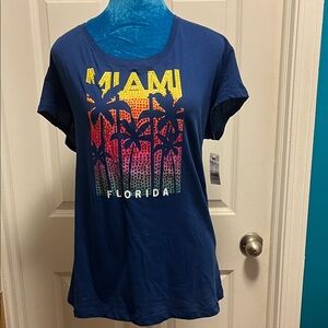 New York & Company Miami Graphic Tee - Navy